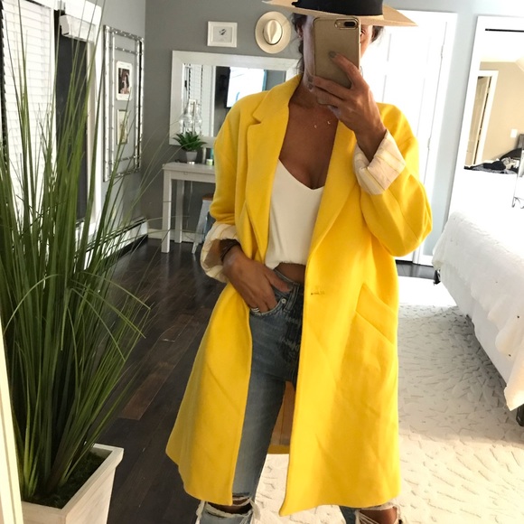 Zara Jackets & Blazers - Zara yellow oversized coat size small